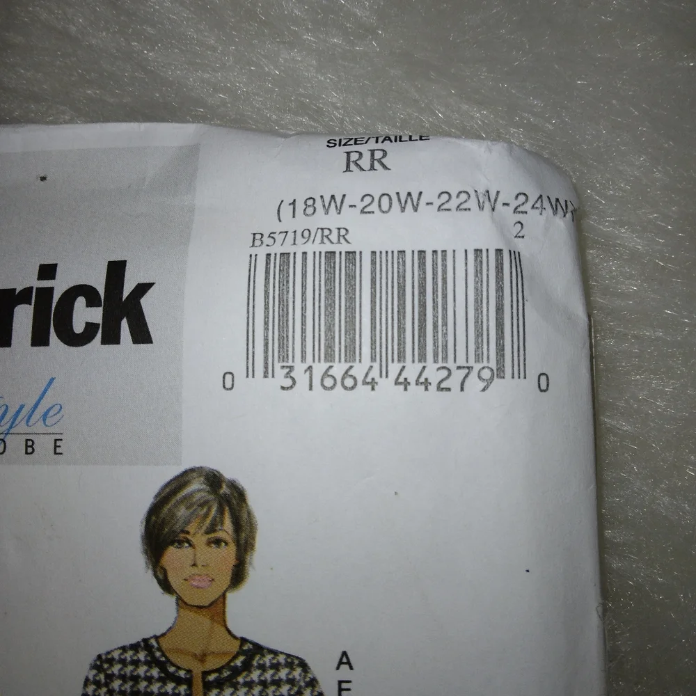 BUTTERICK B5719 Sz 18W-24W Lifestyle Wardrobe Jackets, Dress, Skirt, Pants